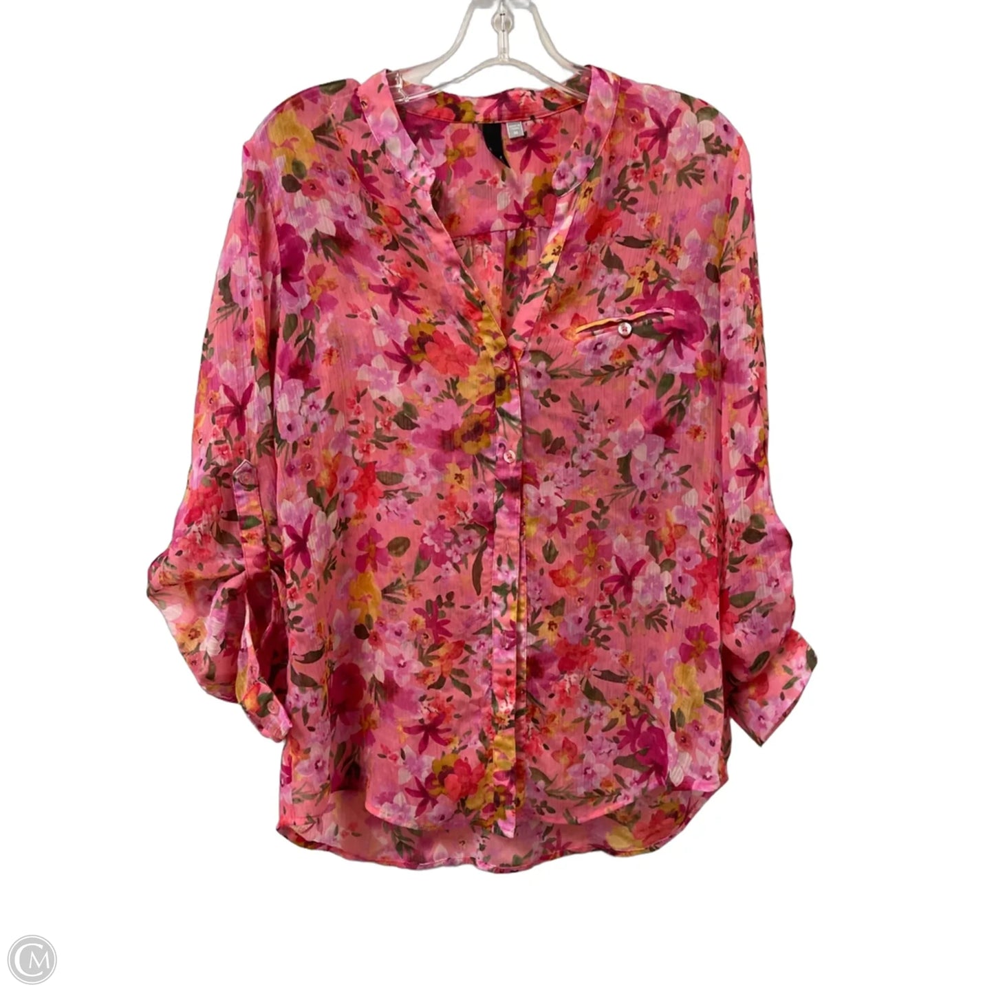 Blouse Long Sleeve By Kut In Pink, Size: M