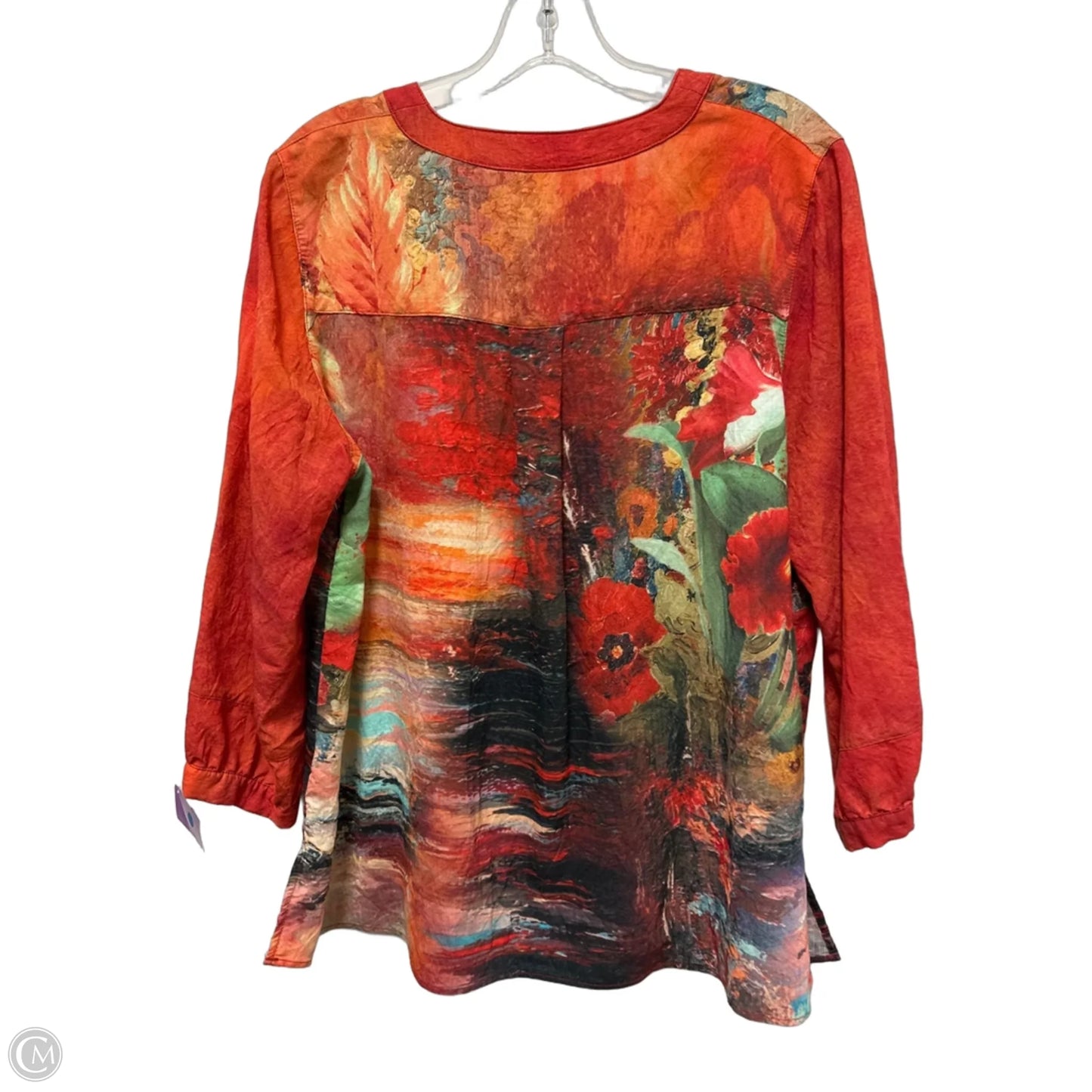 Top Long Sleeve By Calessa In Orange & Red, Size: L
