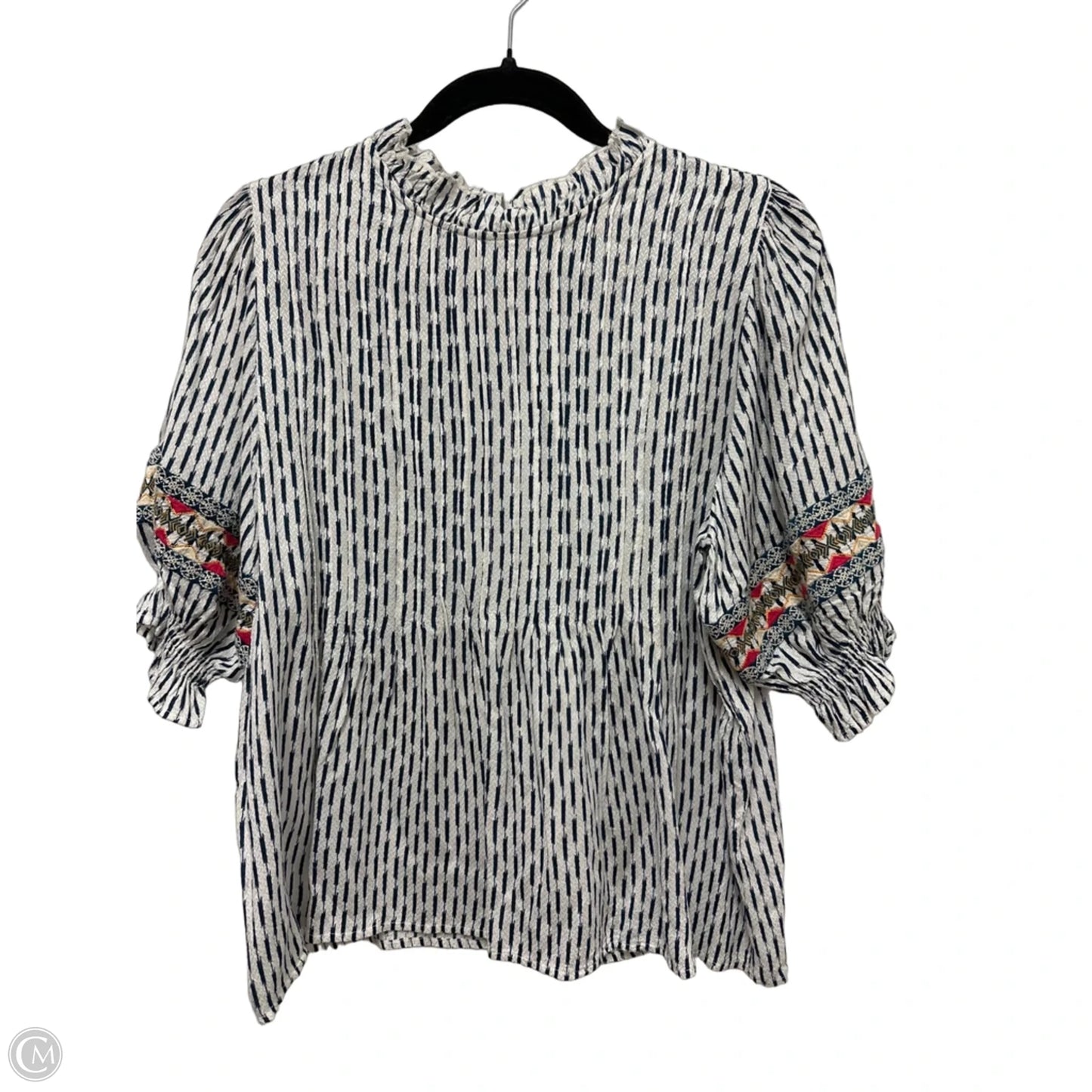 Top Short Sleeve By Thml In Blue & White, Size: S