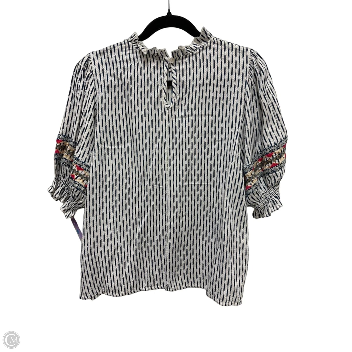 Top Short Sleeve By Thml In Blue & White, Size: S