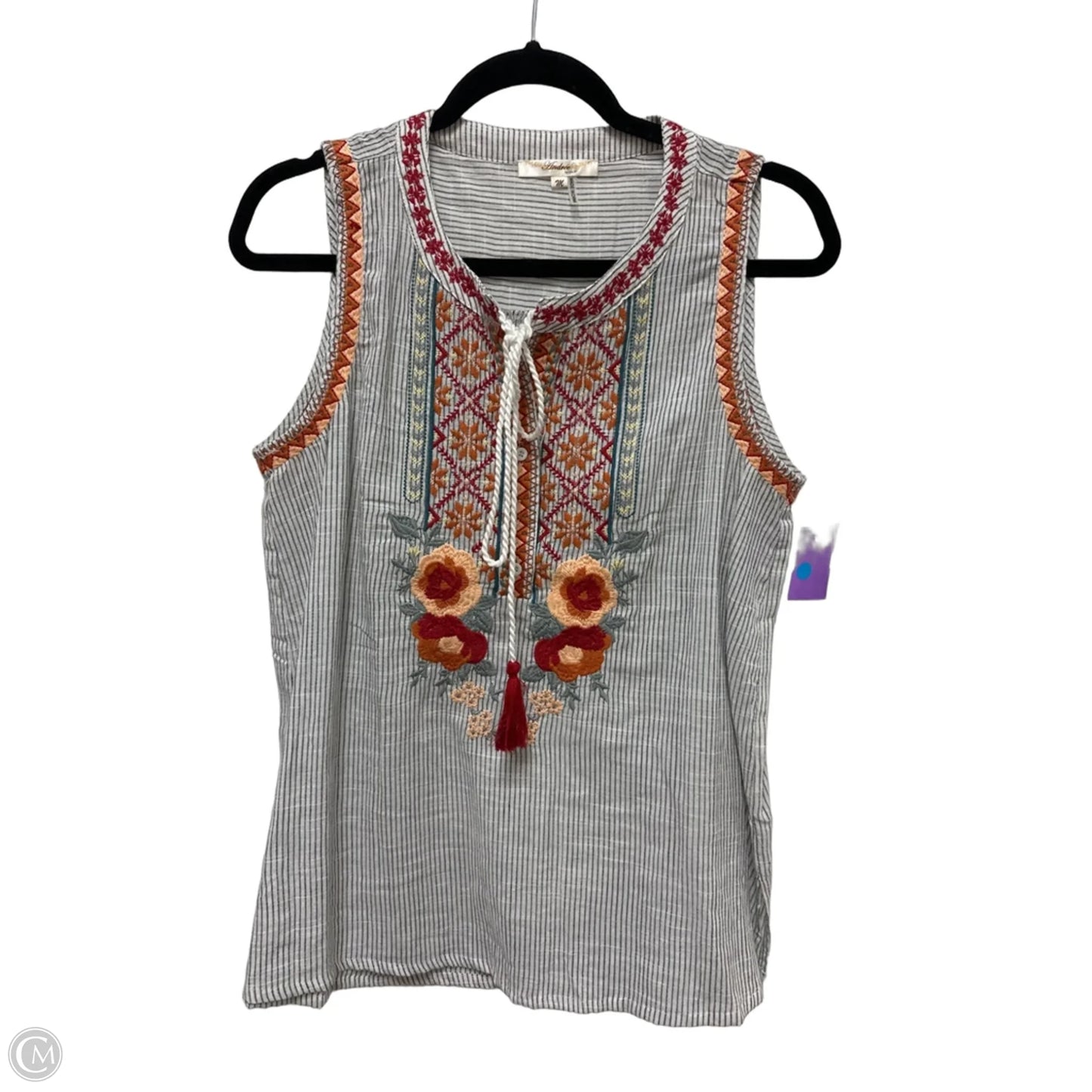 Top Sleeveless By Andree By Unit In Striped Pattern, Size: M