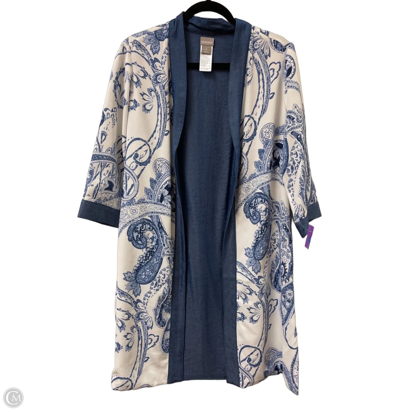 Kimono By Chicos In Blue & White, Size: S