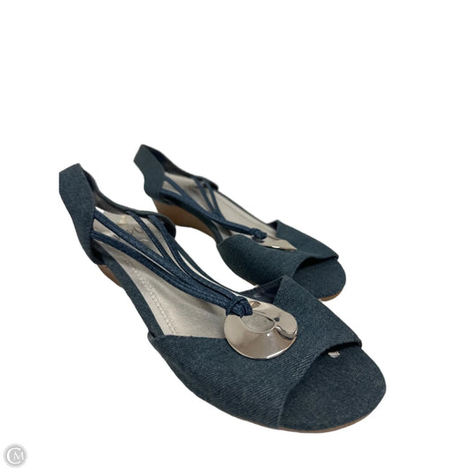 Sandals Heels Wedge By Impo In Blue, Size: 7.5