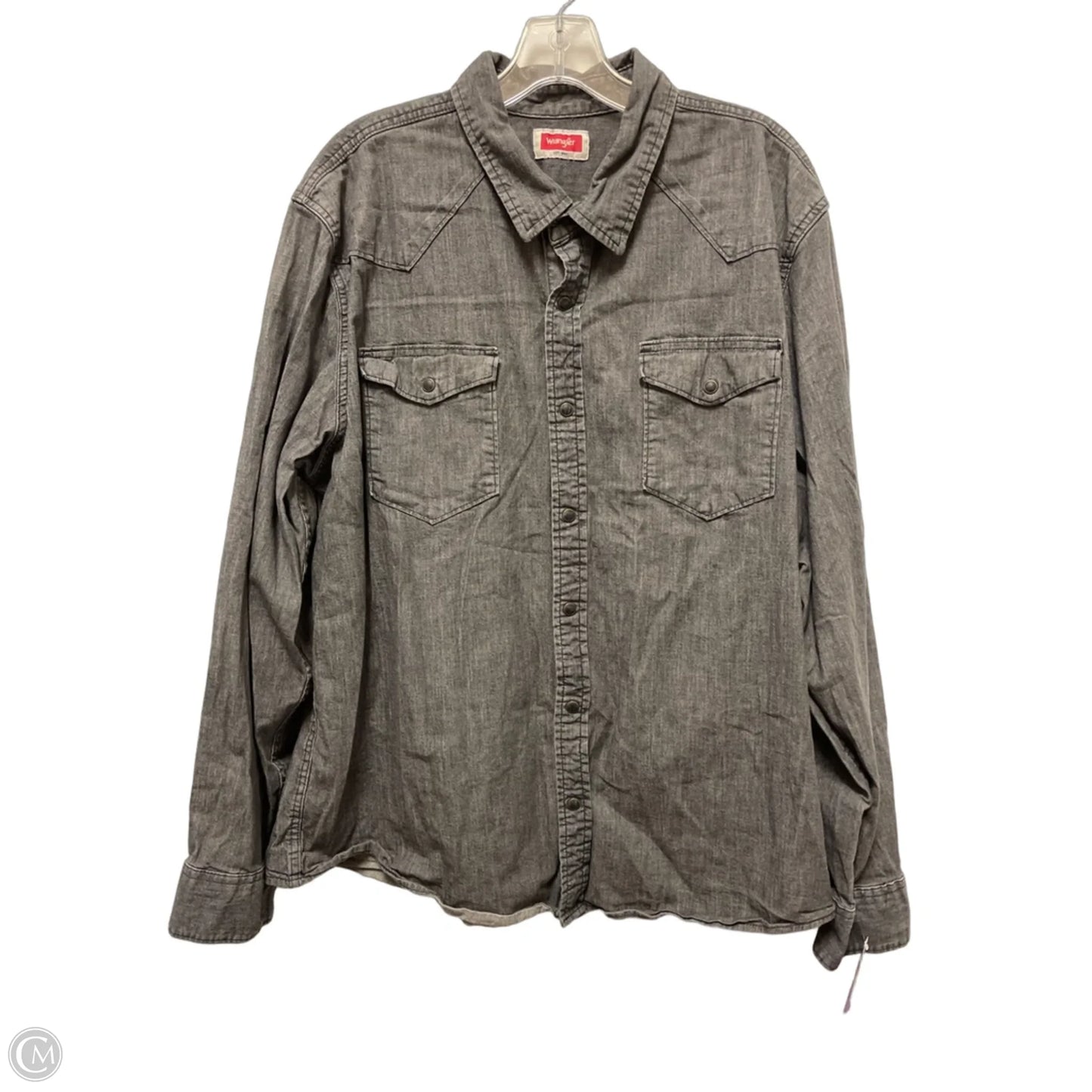 Blouse Long Sleeve By Wrangler In Grey, Size: Xl