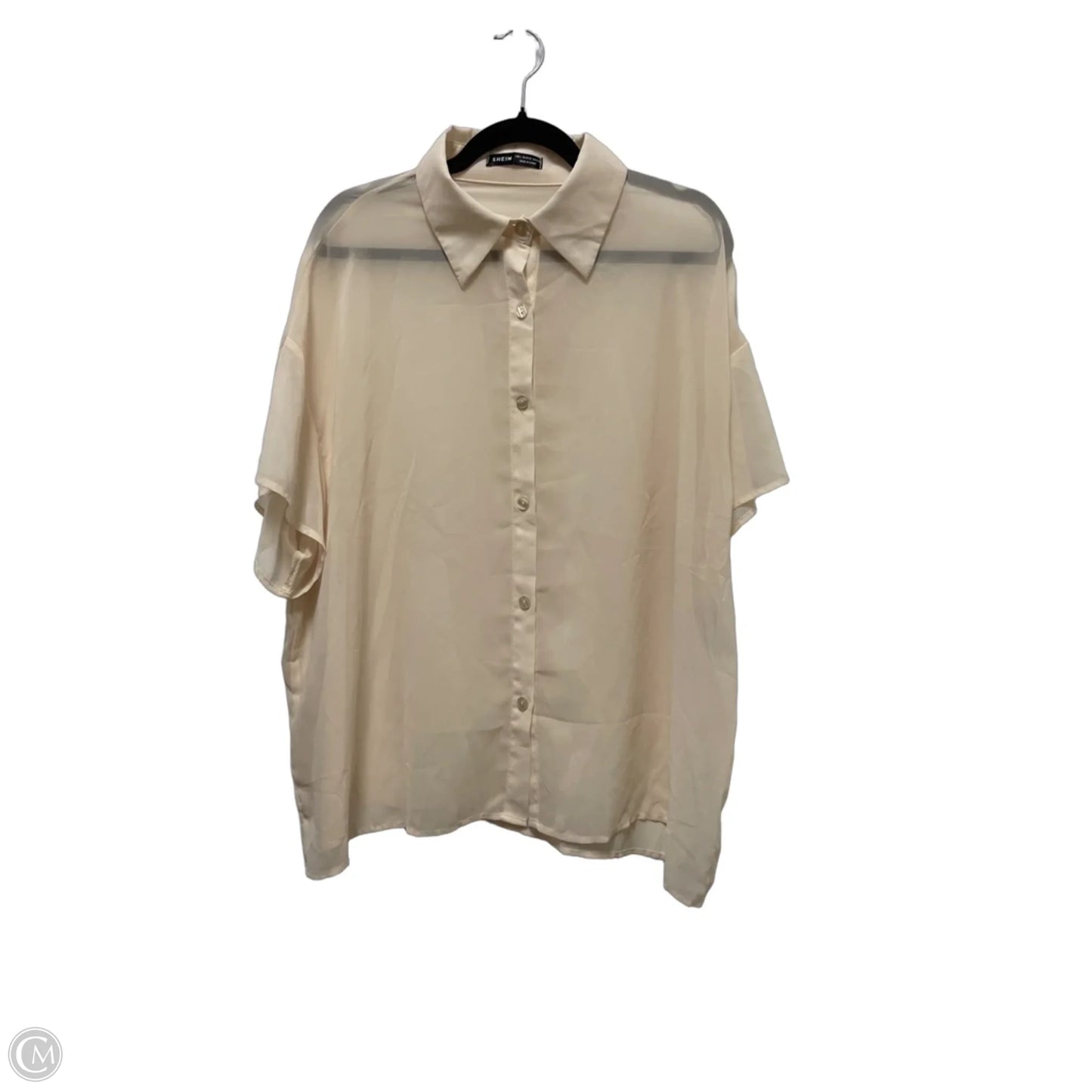 Blouse Short Sleeve By Shein In Cream, Size: L