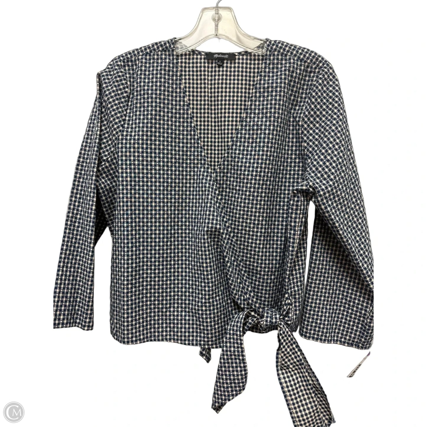 Top Long Sleeve By Madewell In Blue & Cream, Size: L