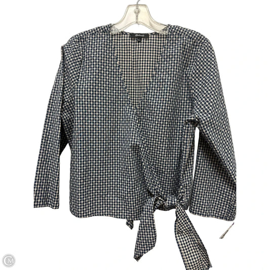 Top Long Sleeve By Madewell In Blue & Cream, Size: L