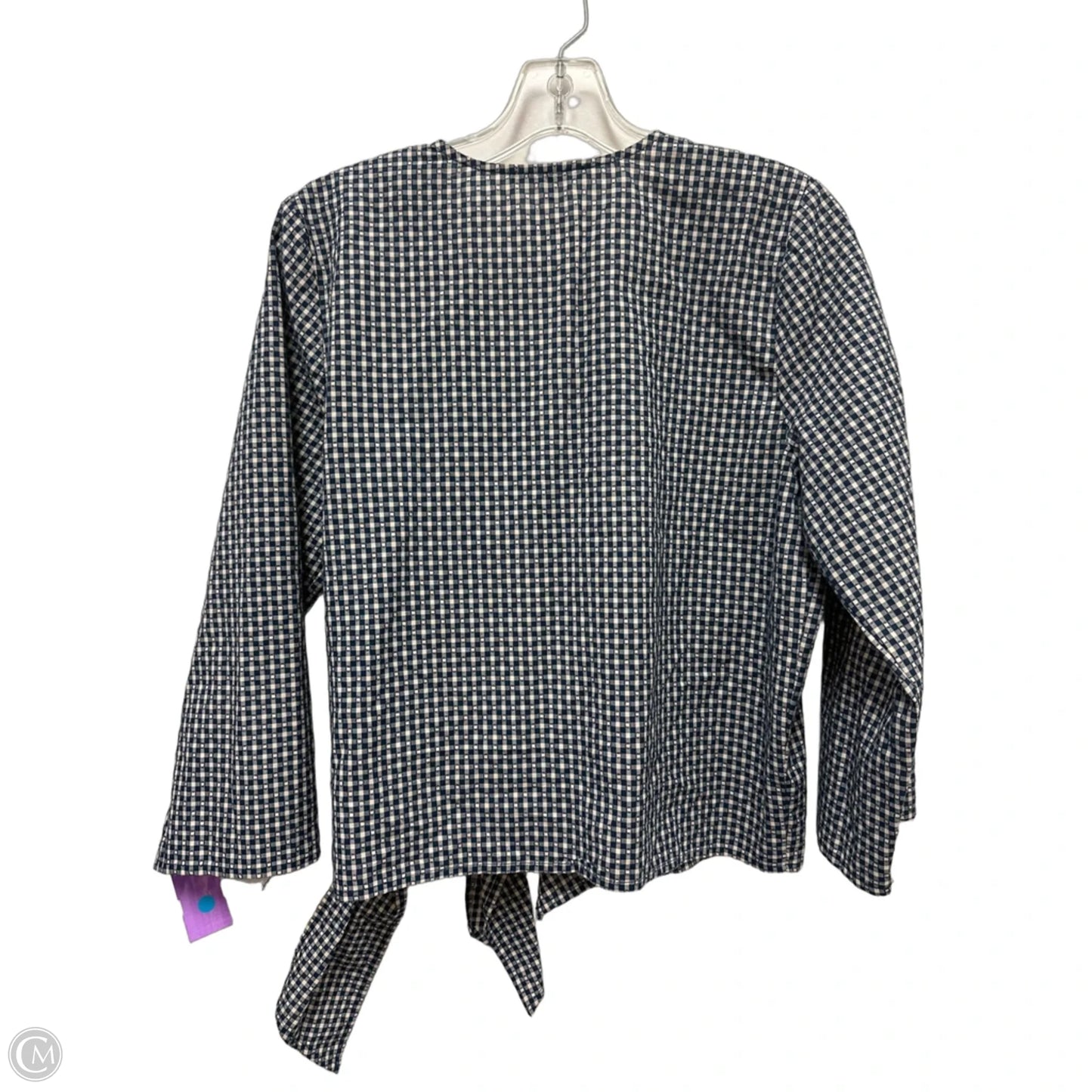 Top Long Sleeve By Madewell In Blue & Cream, Size: L