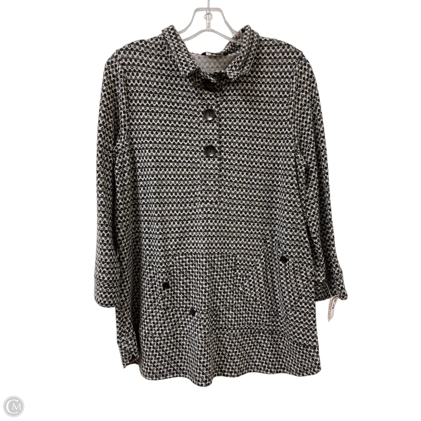 Tunic Long Sleeve By John Mark In Black & Grey, Size: M