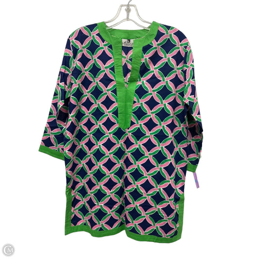 Tunic Long Sleeve By Clothes Mentor In Green & Pink, Size: M