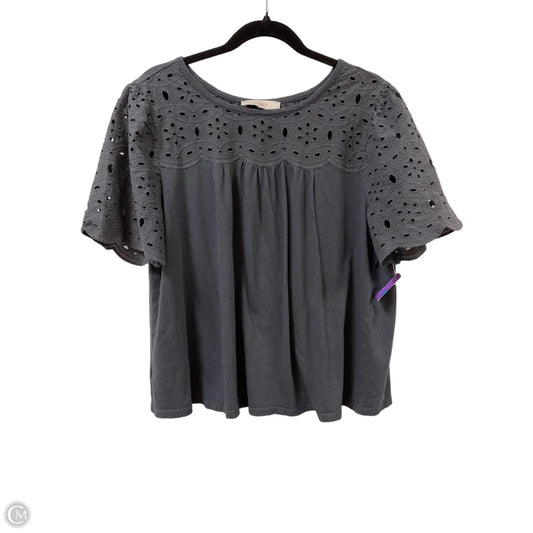 Top Short Sleeve By Loft In Grey, Size: L