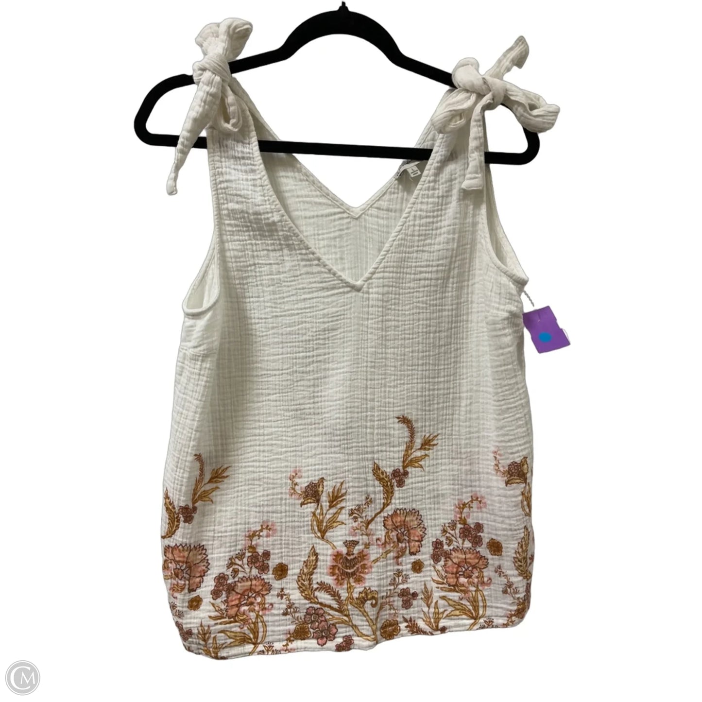 Top Sleeveless By Wonderly In Cream & White, Size: L