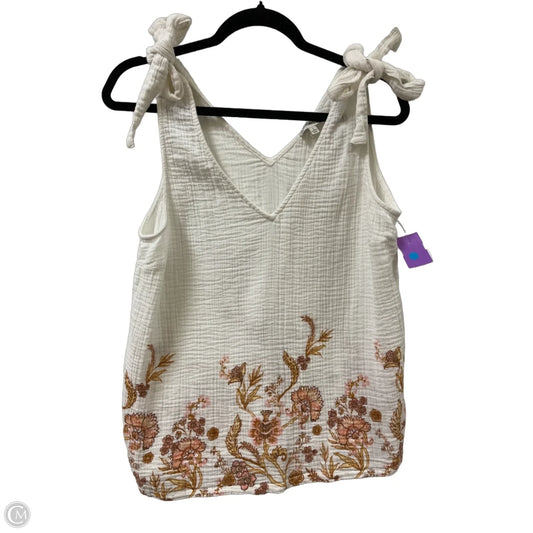 Top Sleeveless By Wonderly In Cream & White, Size: L