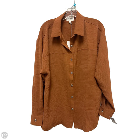 Blouse Long Sleeve By Andree By Unit In Orange, Size: M