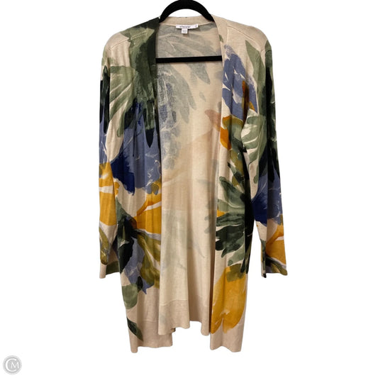 Sweater Cardigan By Chicos In Cream & Green, Size: Xl