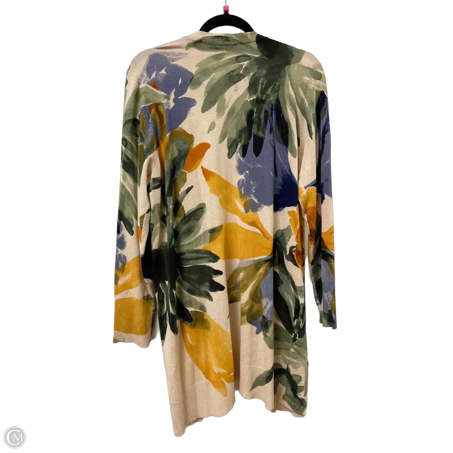 Sweater Cardigan By Chicos In Cream & Green, Size: Xl