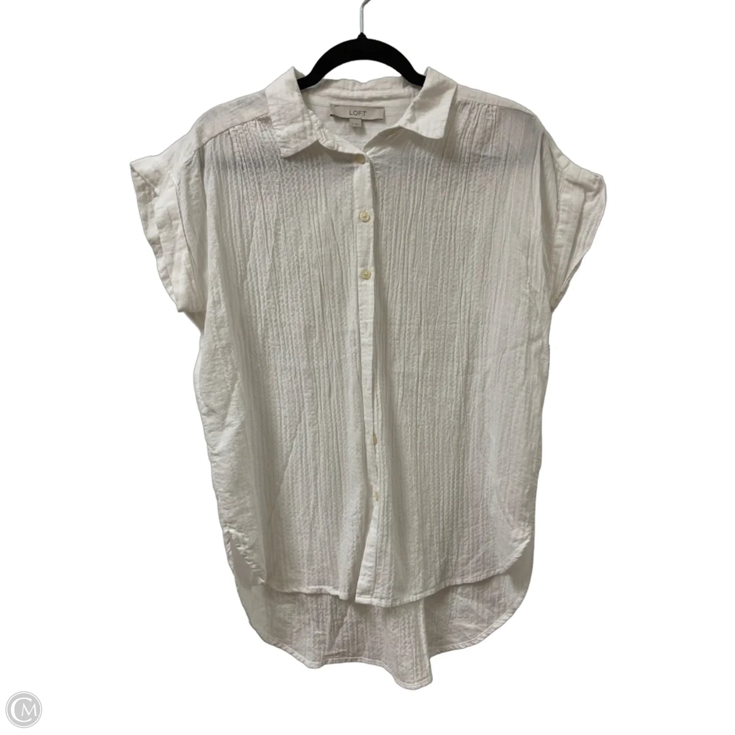 Blouse Short Sleeve By Loft In White, Size: M