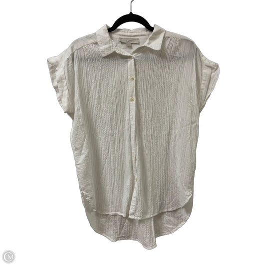 Blouse Short Sleeve By Loft In White, Size: M