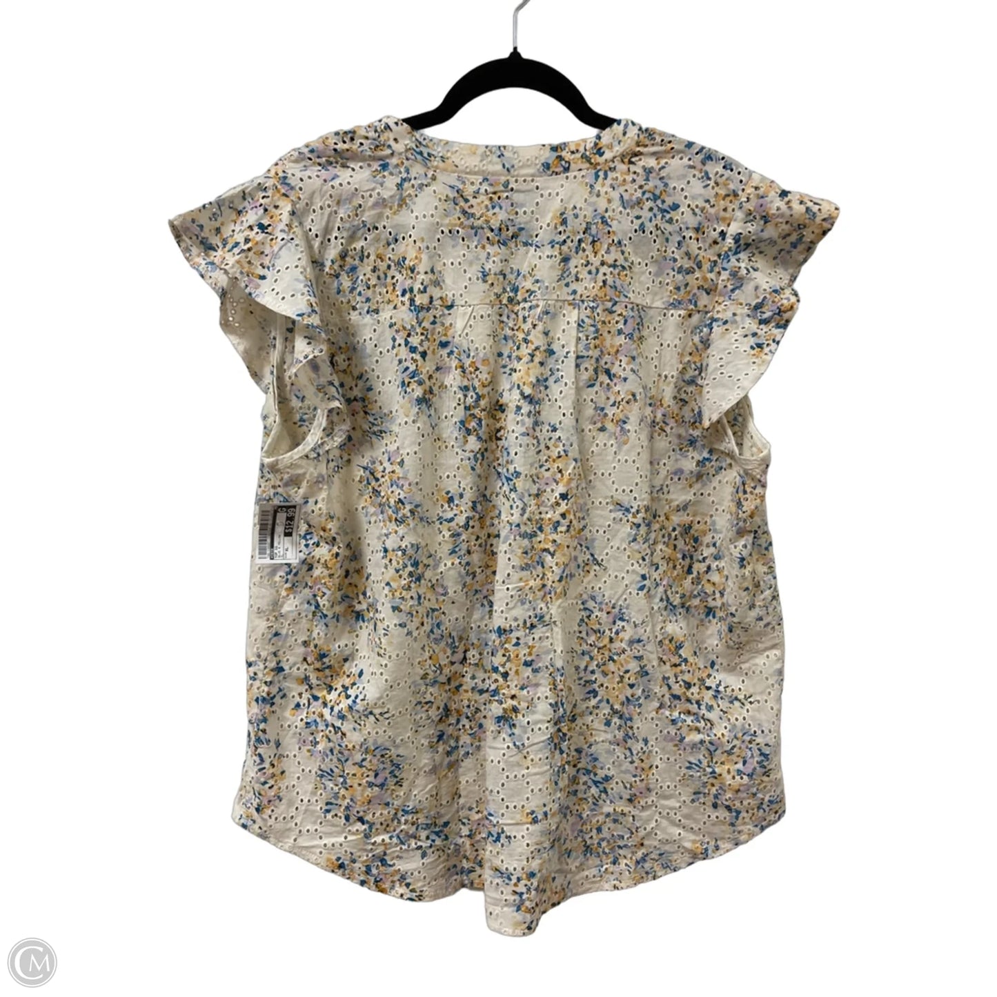 Top Short Sleeve By Cece In Blue & Yellow, Size: Xl