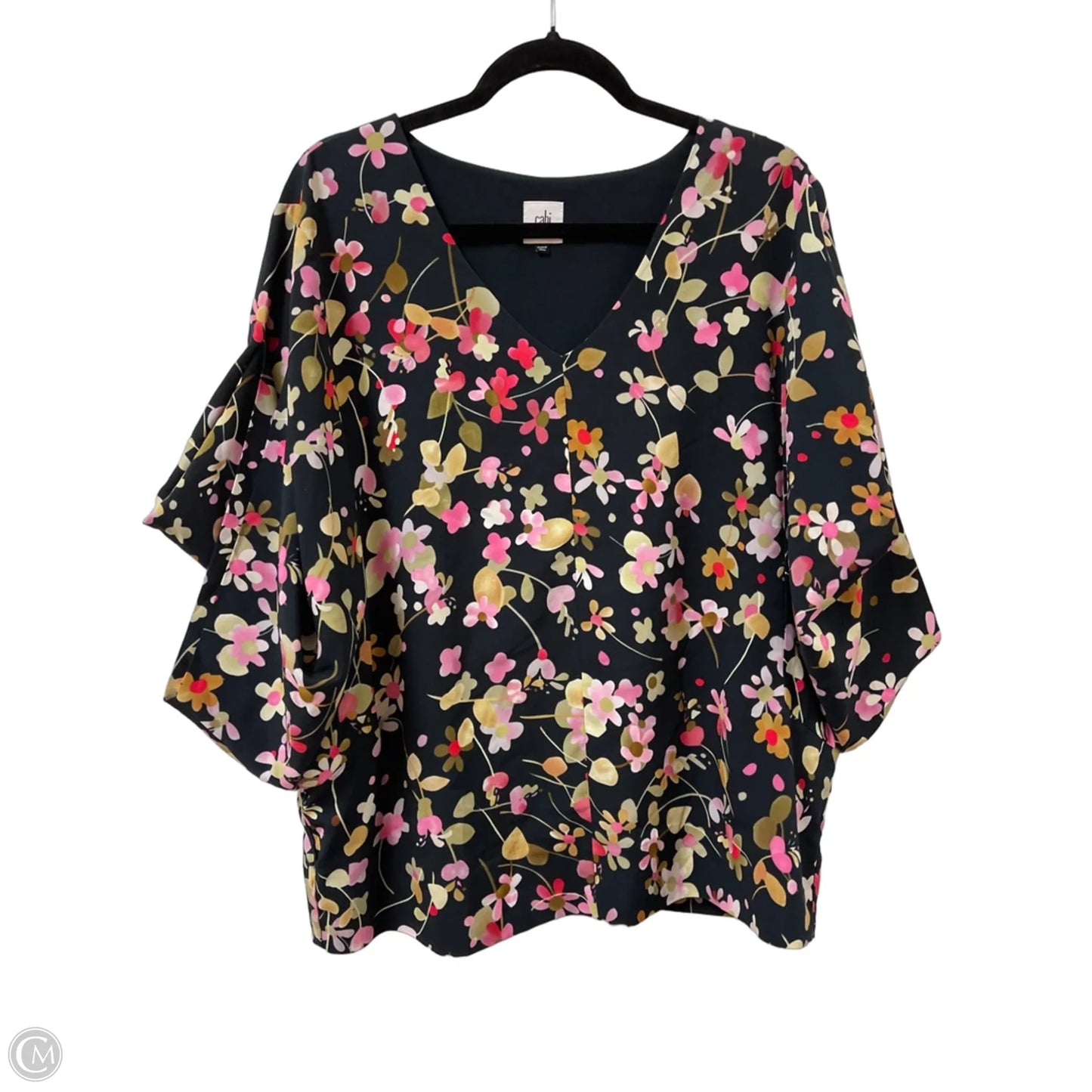 Top Short Sleeve By Cabi In Floral Print, Size: L