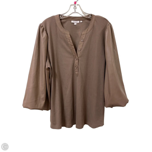 Top Long Sleeve By Chicos In Brown, Size: Xl