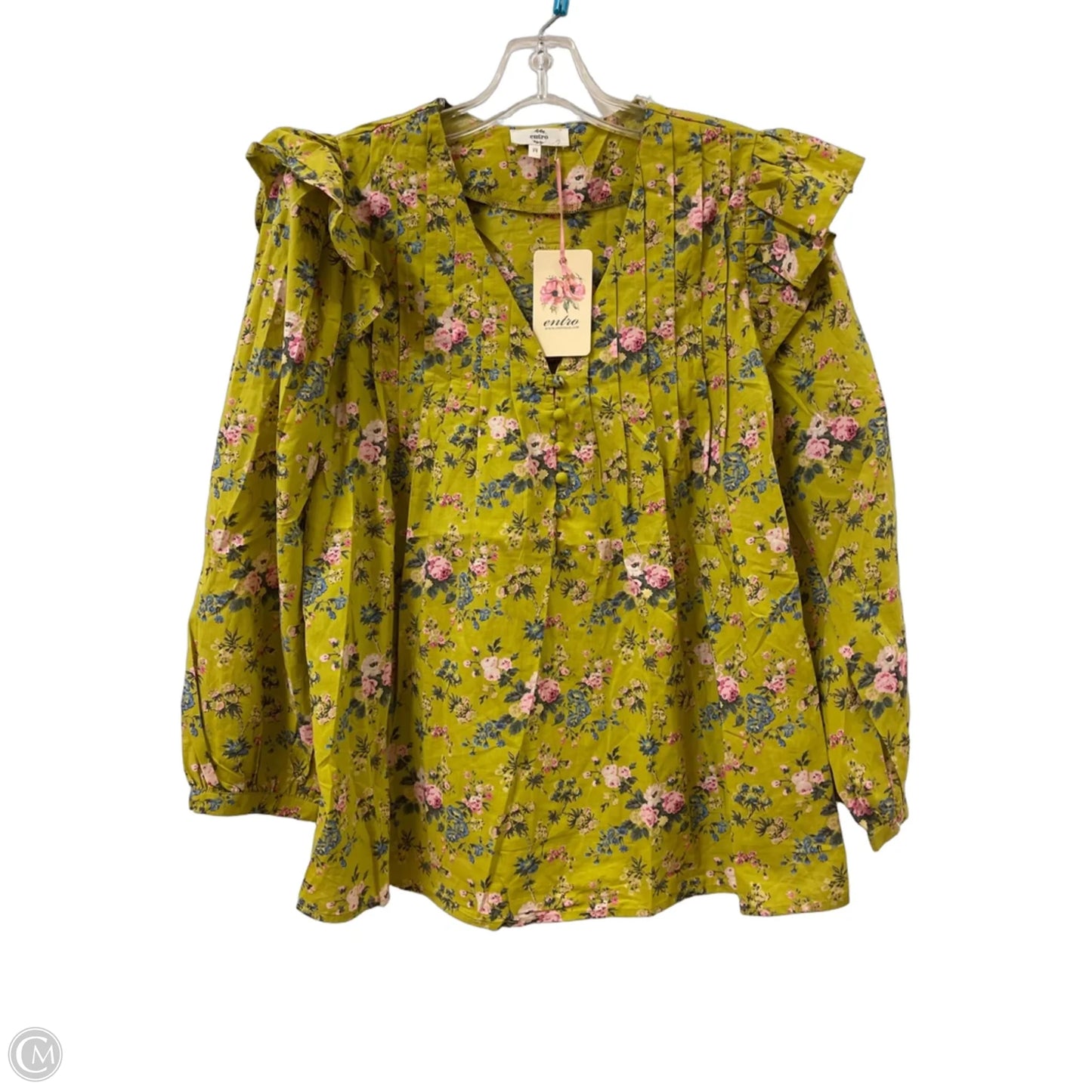 Top Long Sleeve By Entro In Green, Size: M