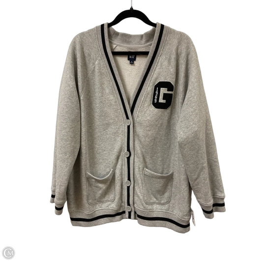 Sweater Cardigan By Gap In Grey, Size: M