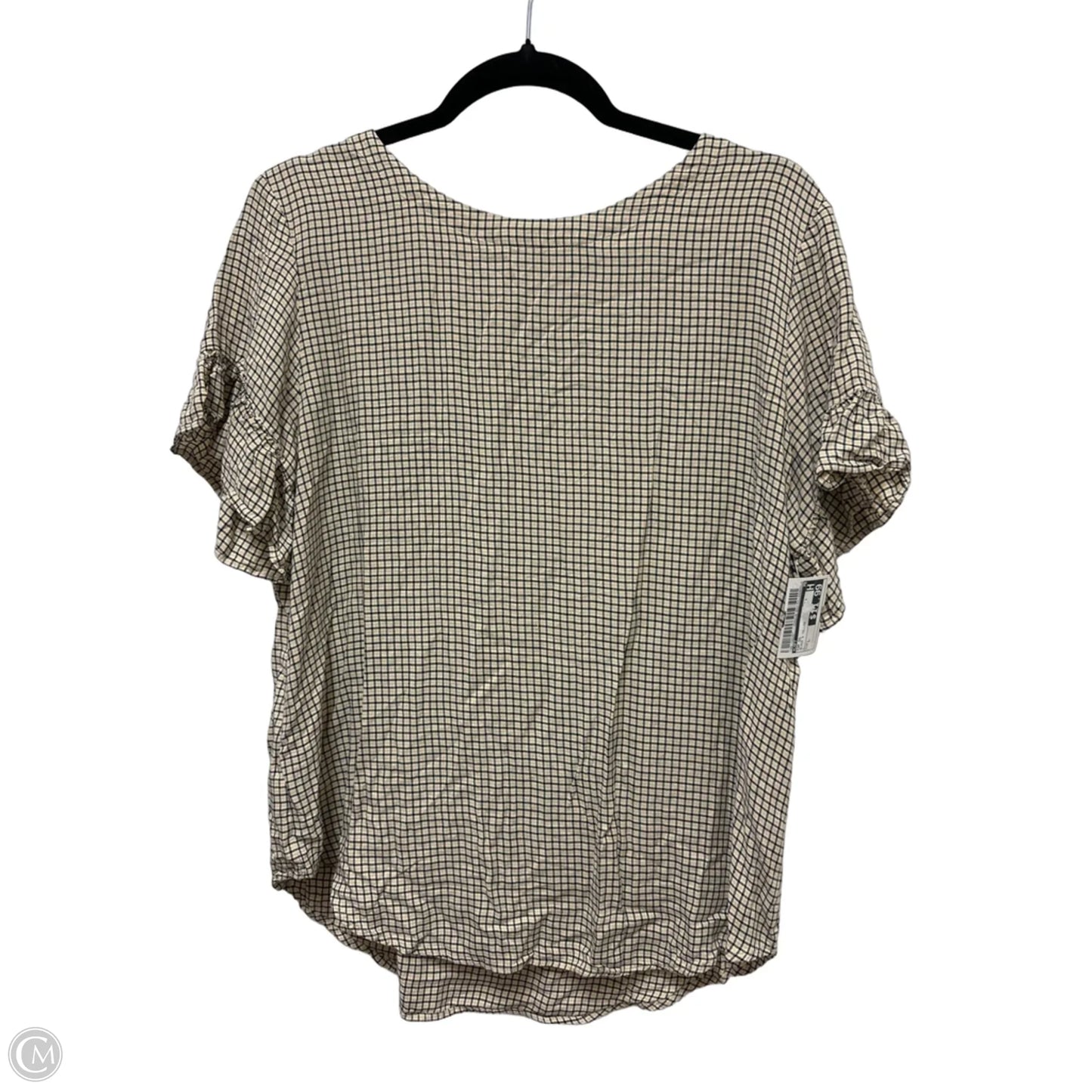 Top Short Sleeve By Loft In Black & Yellow, Size: L