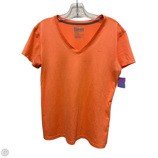 Athletic Top Short Sleeve By Nike In Orange, Size: L
