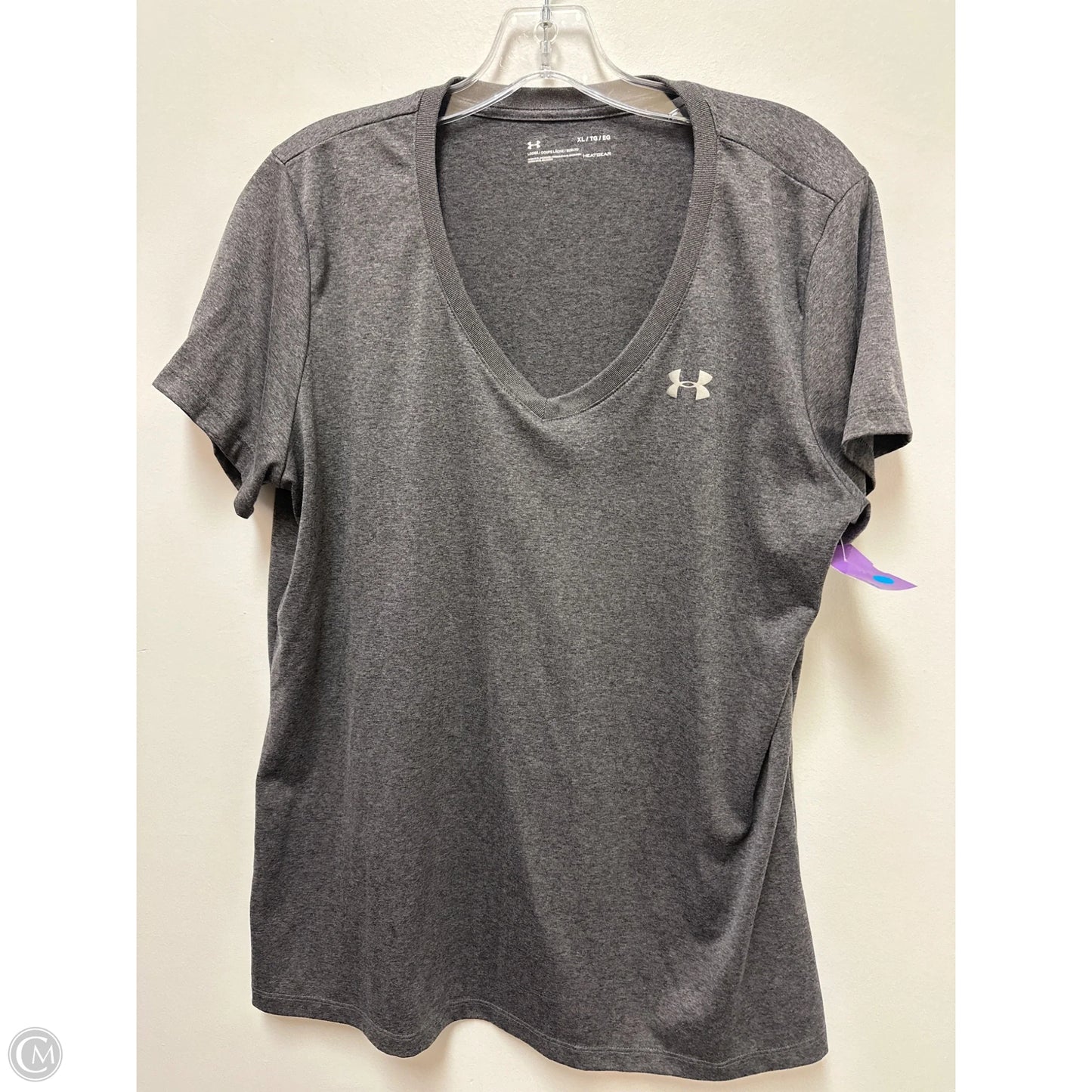 Athletic Top Short Sleeve By Under Armour In Grey, Size: Xl