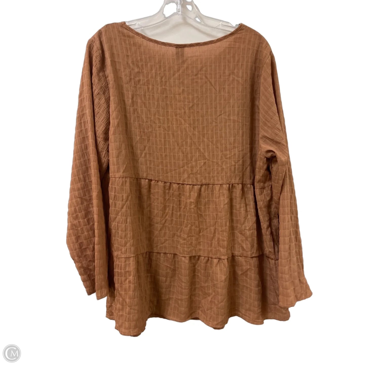 Top Long Sleeve By Emery Rose In Brown, Size: 1x