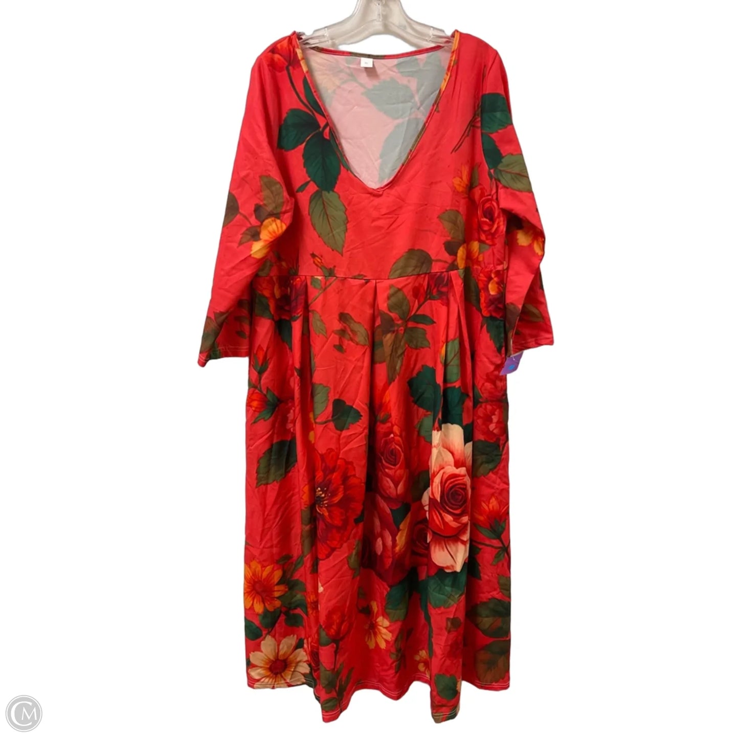 Dress Casual Maxi By Clothes Mentor In Green & Red, Size: Xl