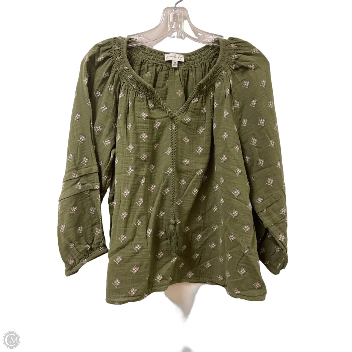 Top Long Sleeve By Wonderly In Green, Size: M