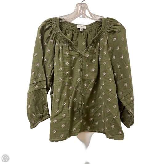 Top Long Sleeve By Wonderly In Green, Size: M