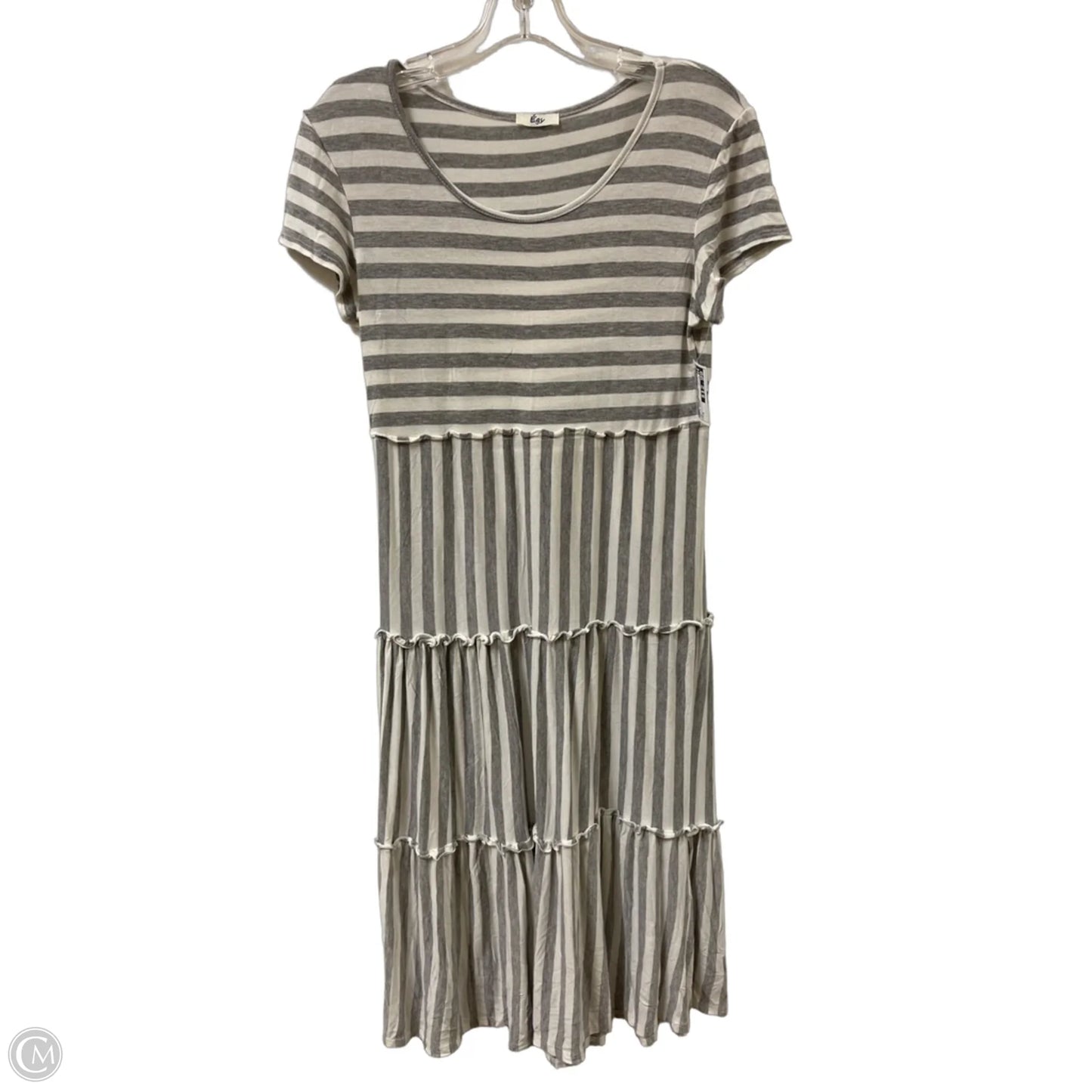 Dress Casual Midi By Clothes Mentor In Grey & White, Size: M