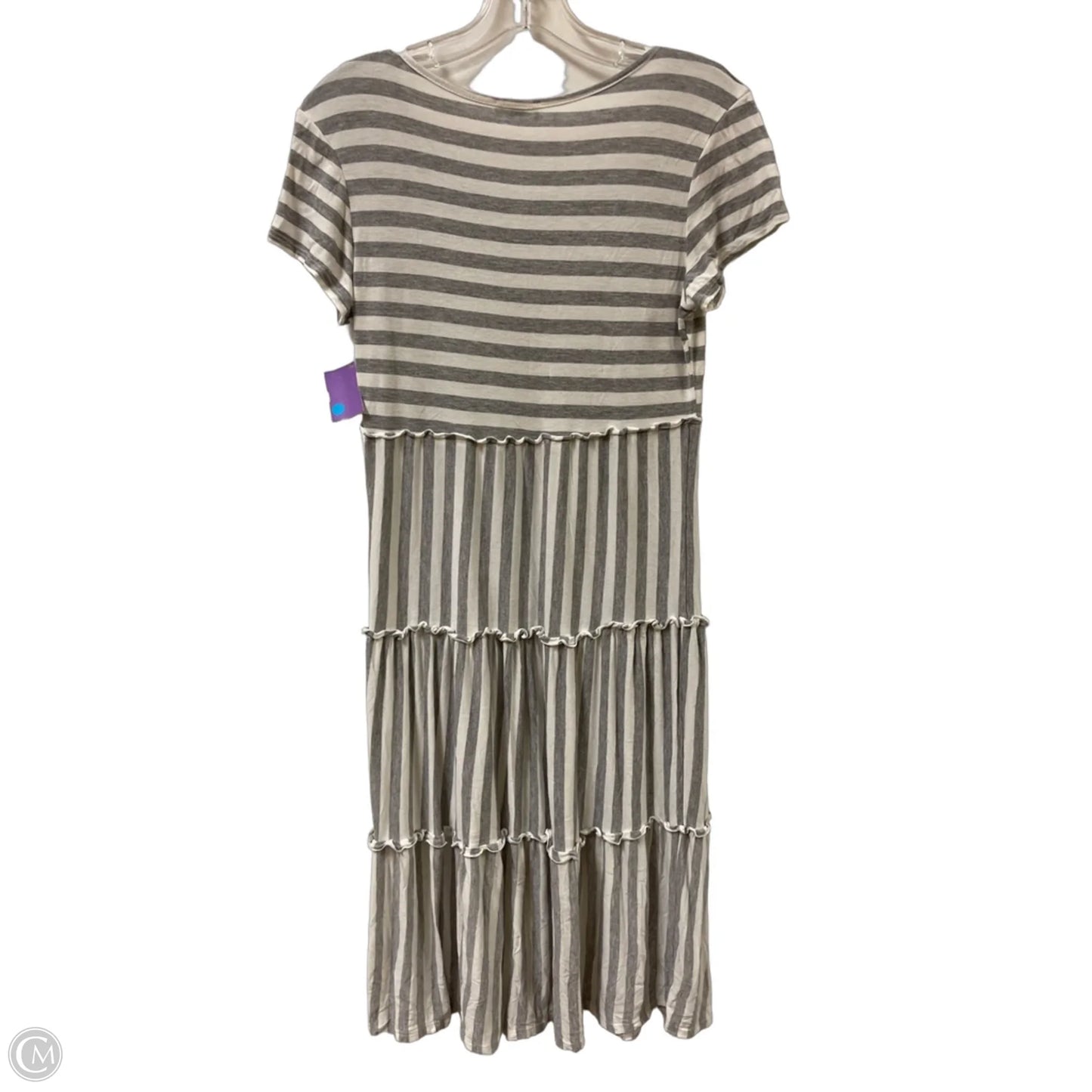 Dress Casual Midi By Clothes Mentor In Grey & White, Size: M