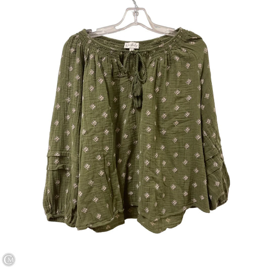 Top Long Sleeve By Wonderly In Green, Size: L