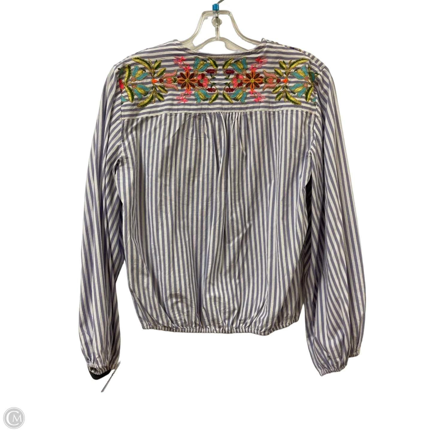 Top Long Sleeve By Anthropologie In Purple & White, Size: S