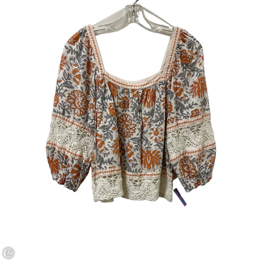 Top Long Sleeve By Rachel Zoe In Orange & White, Size: S