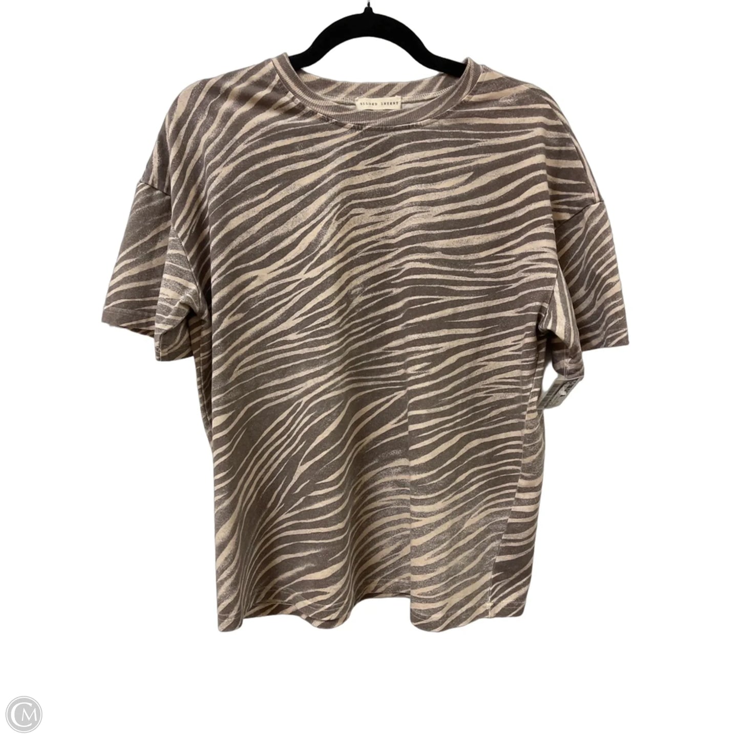 Top Short Sleeve By Gilded Intent In Brown & Cream, Size: Xs