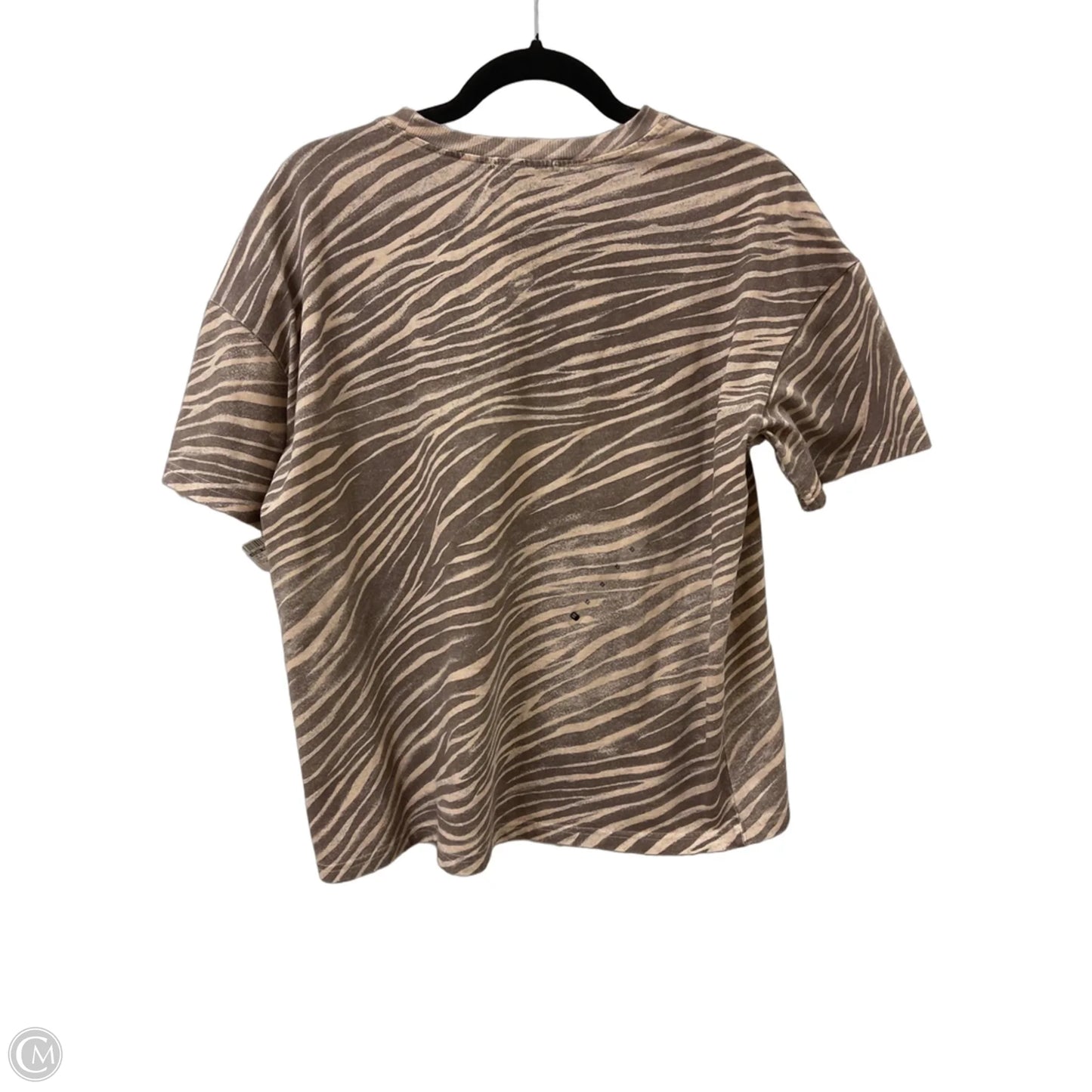 Top Short Sleeve By Gilded Intent In Brown & Cream, Size: Xs