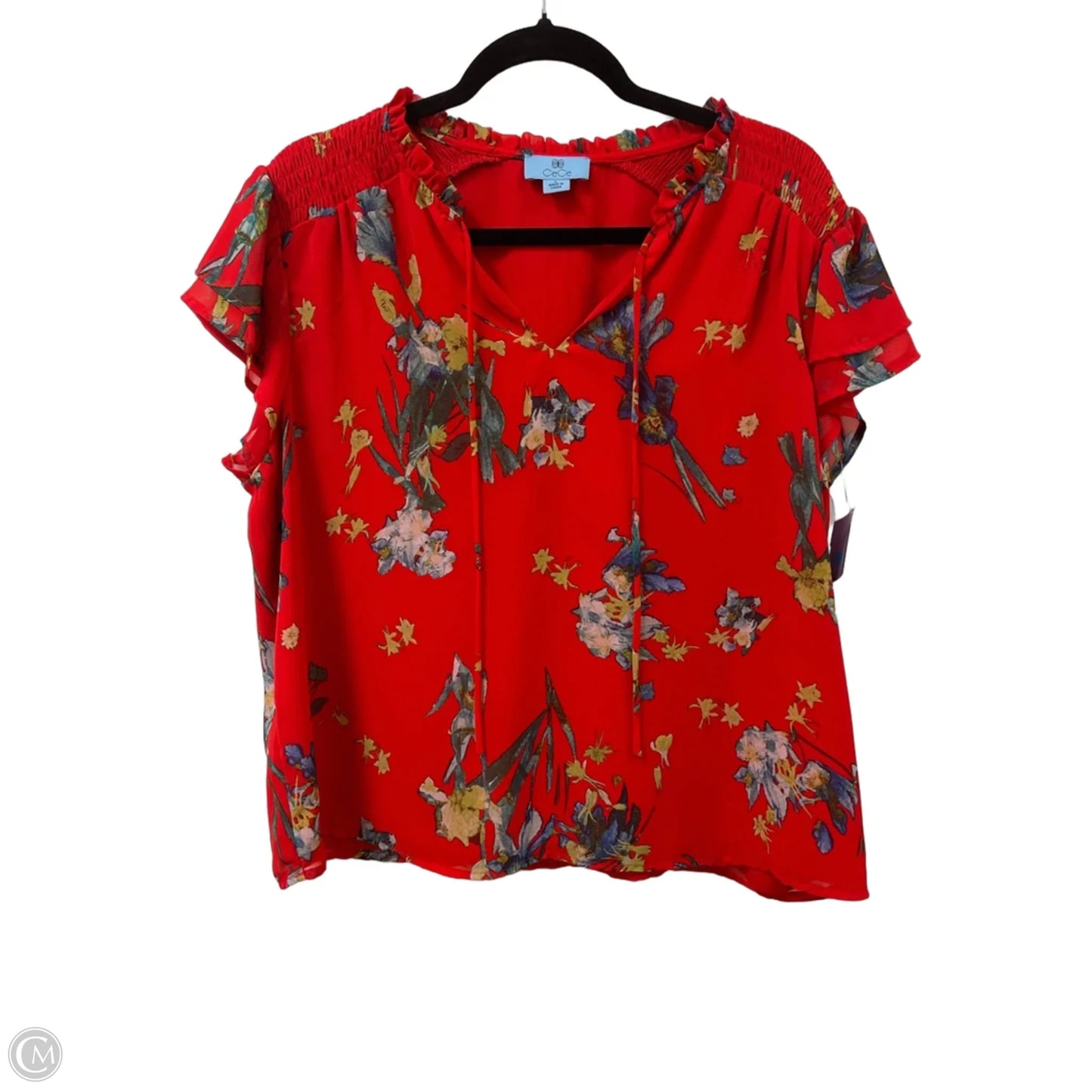Top Short Sleeve By Cece In Red, Size: L