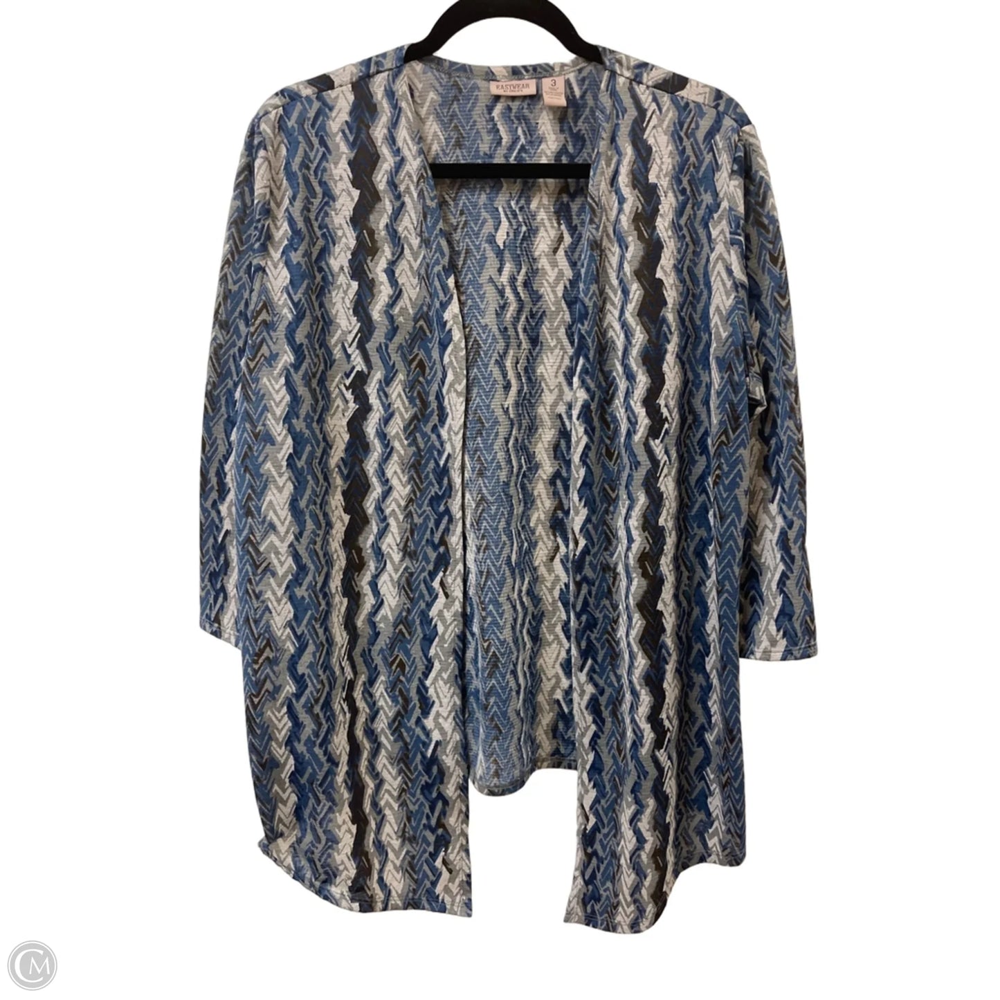 Sweater Cardigan By Chicos In Blue & Grey, Size: Xl