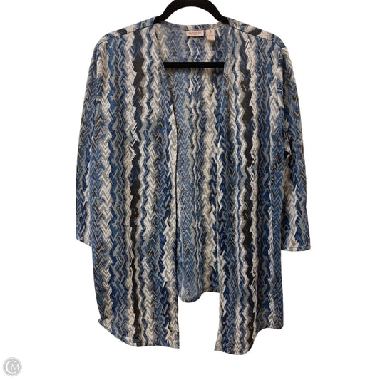 Sweater Cardigan By Chicos In Blue & Grey, Size: Xl