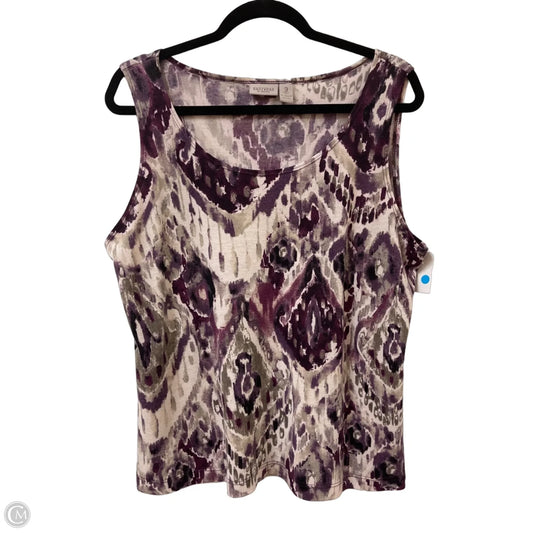 Top Sleeveless By Chicos In Grey & Purple, Size: Xl