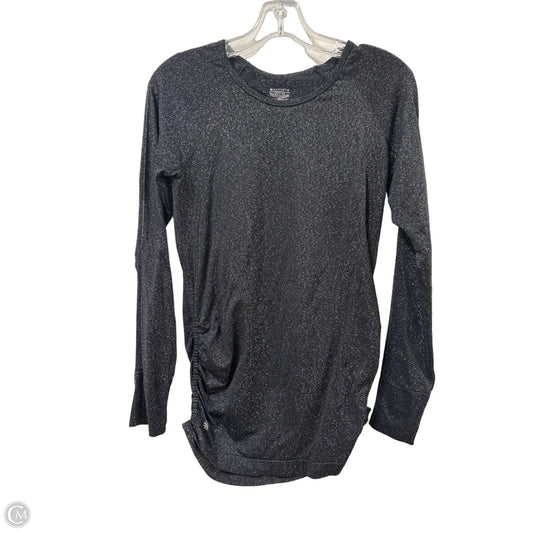 Athletic Top Long Sleeve Crewneck By Athleta In Black & Silver, Size: M