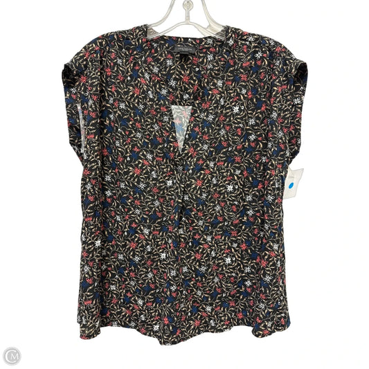 Top Short Sleeve By Ann Taylor In Black & Blue, Size: S
