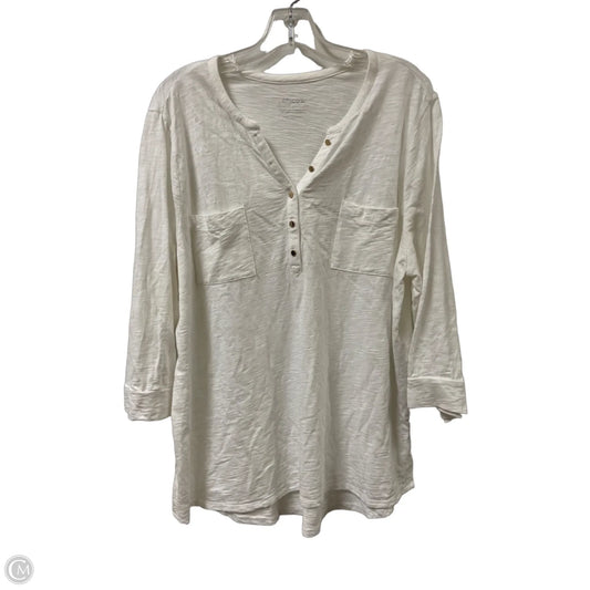 Top Long Sleeve By Chicos In White, Size: Xl