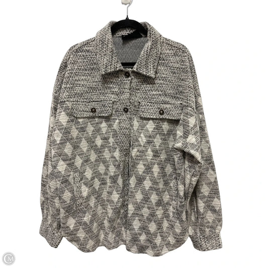 Jacket Shirt By White Birch In Grey & White, Size: L