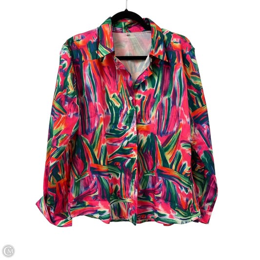 Blouse Long Sleeve By Clothes Mentor In Multi-colored, Size: 1x